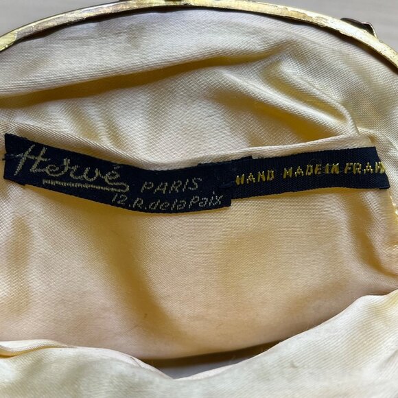 Hervé Paris Black Velvet Floral Embroidered Evening Bag With Pearl Clasp Size S - Picture 6 of 9